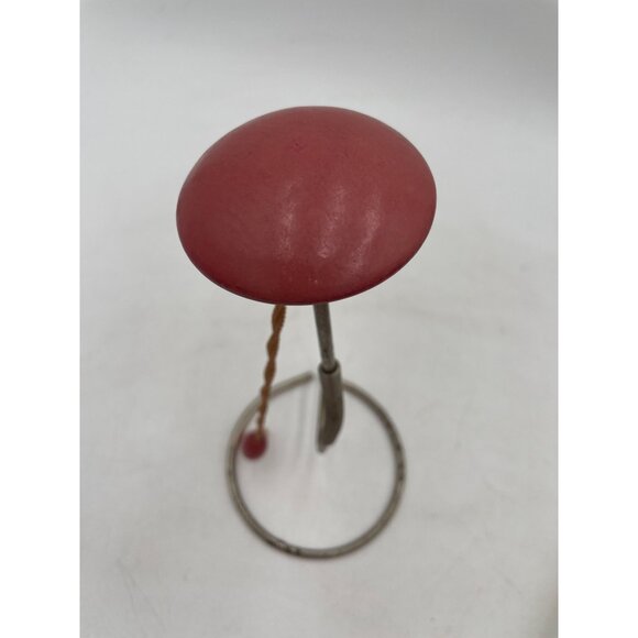Vintage Pinkish Button Mushroom Hat Stand Spring & Weighted Loop Base - Picture 2 of 4